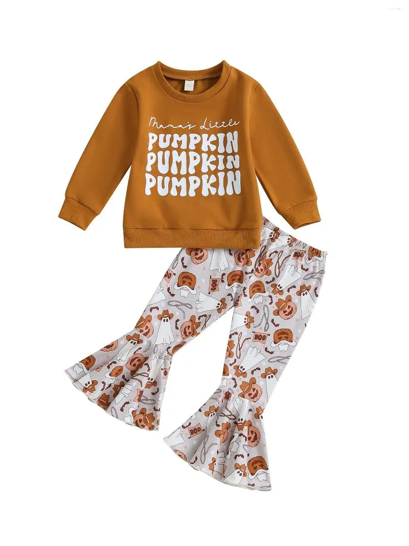 Sets de ropa Baby Boys Halloween Disfraz de Halloween Manija larga Pantalones de estampado Fantasma Gat.