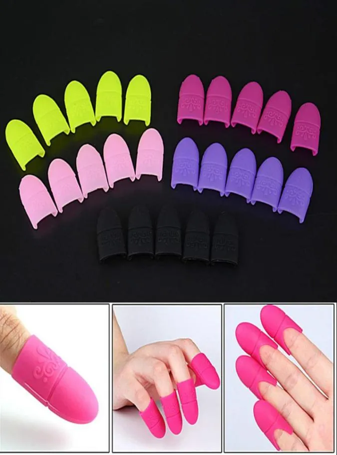 Ganzes 5pcsset Silicon Nail Art Politis Remover Remover Abdeckungen wiederverwendbares DIY -Maniküre -Nageldesign UV -Gel entfernen Sie die Kappen 8151414