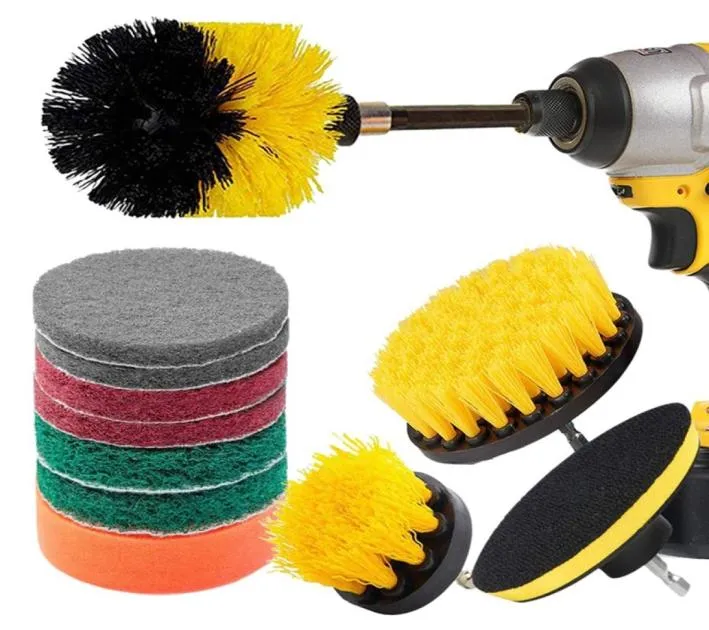 12 -delige boorborstel Scrub pads Power Scrubber -borstel met uitgebreide lange bevestiging Alle doelpuntender schrobben draadloze drill9295166