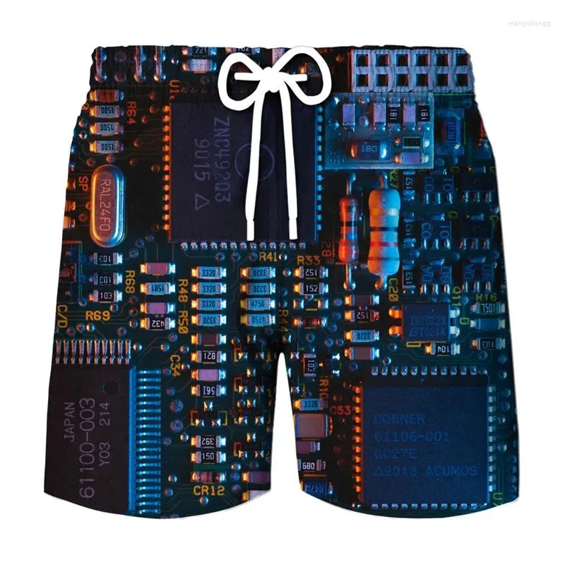 Pantalons graphiques du circuit carton des courts métrages pour hommes Summer Hawaii Beach 3d Printing électronique Chip de maillot de bain Cool Gym Swim Swim