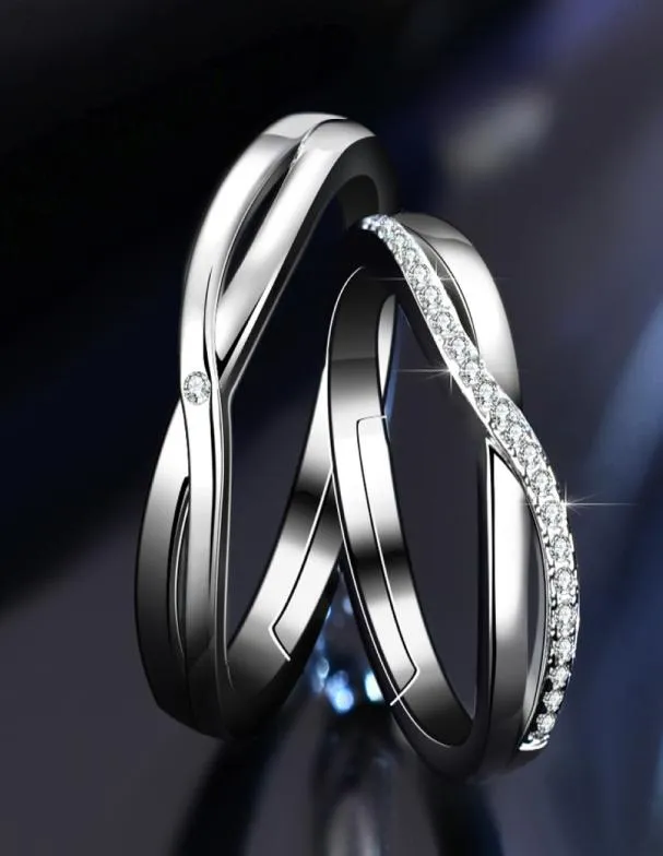 2022 Классическая личность серебряной серебро срегулируемой пары кольца 1PAIR 2PCS Мужчины Женщины обещают обручальные украшения для пальцев Валентин04523807