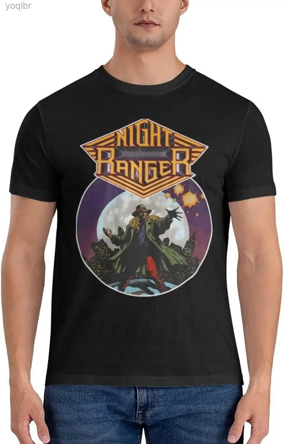 T-shirts masculins Band de nuit Ranger Shirt Mens Crew Crew Retro Retro Short à manches Blackl2405