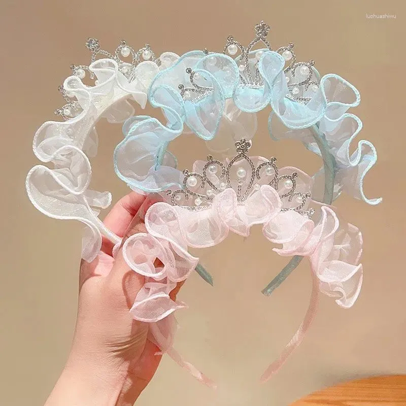 Accessoires de cheveux pour enfants Hoop Girl Princess Crown Clip Super Fairy Net Yarn Baby Head Heart