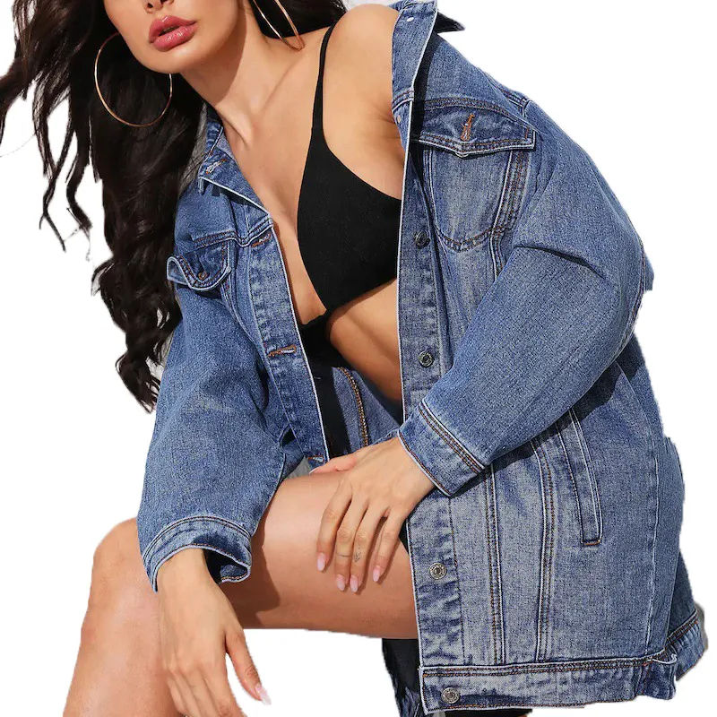 jackets womens designer denim jacket woman coat Cowboy Lapel Neck Long Sleeve Regular Button Cotton Denim Blue S 2XL coats designer women coatwomen Vestido de Mujer