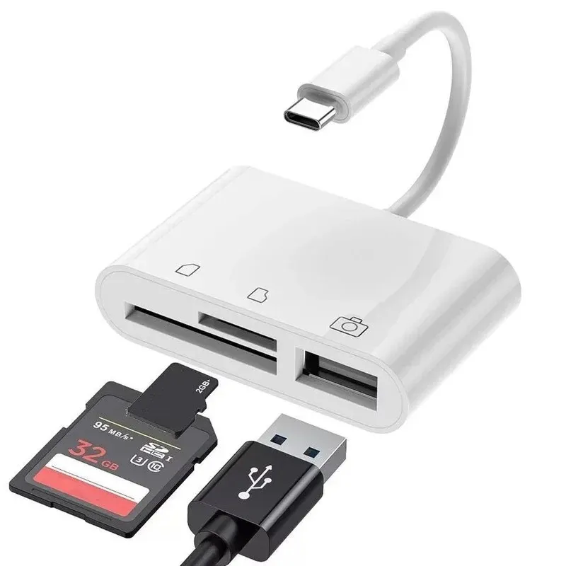 Type C tot SD -kaartlezer OTG USB -kabel Micro SD/TF -kaartlezer Adapter Gegevensoverdracht voor MacBook Cellphone Samsung Huawei