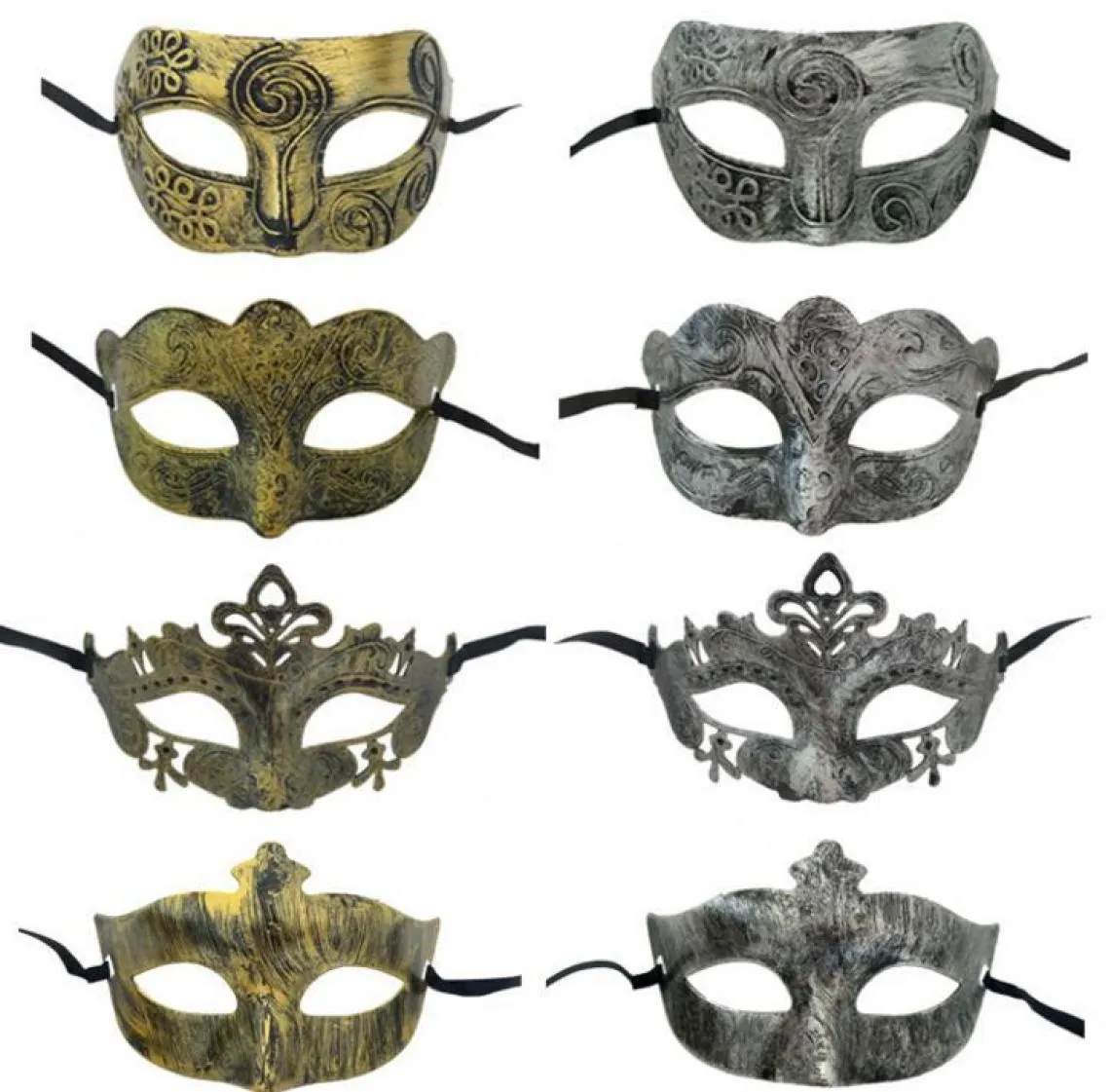 Máscaras de máscaras máscaras antigas de antiguidades máscaras venezianas adultos halloween party carnival máscara de ouro velho prateado vários estilos5846728