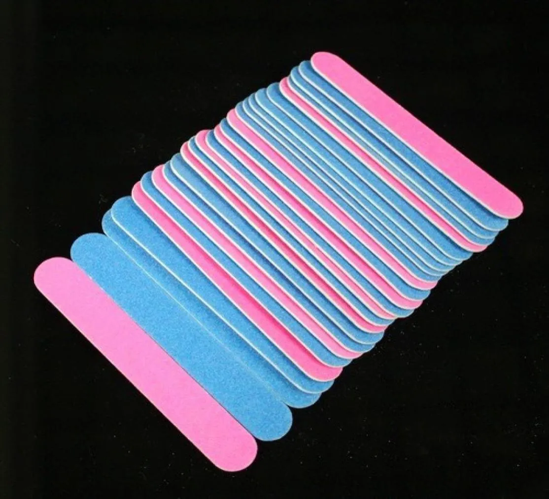 Arquivo de unha de lixamento de 100240 de 100240 13x6cm 100pcs PinkBlue Duas cores Salão de arte de ponta de borda reta Boldes Glitter Tools1549031