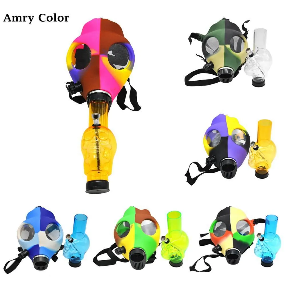 smoke accessory pipe smoking shop New Gas Mask Pipes Bongs Hookah Water Pipe FDA skull Acrylic Bong Silicone Oil Rigs