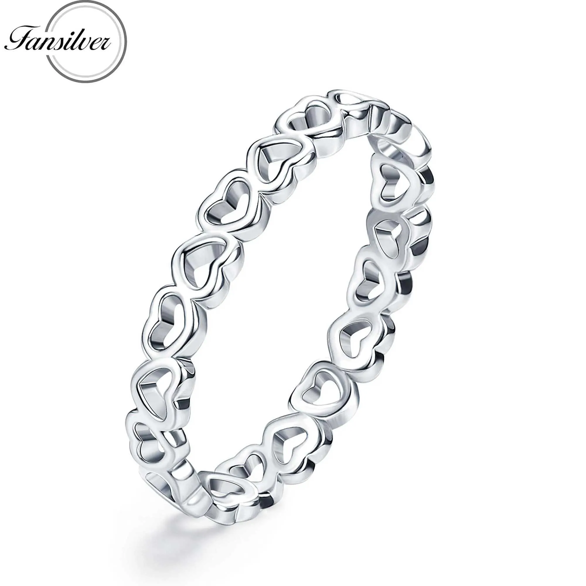 Bandrings fansliver 925 Sterling zilveren hartvormige ring geschikt voor dames schattige gewone band sierlijke verloving commitment bruiloft sieraden Q240429