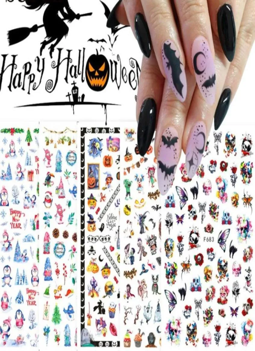 Christmas Halloween Nail Stickers Set 3D Selfadhesive Autocollants pour les femmes Girls Kids Diy Salon de manucure manucure TIP2455377