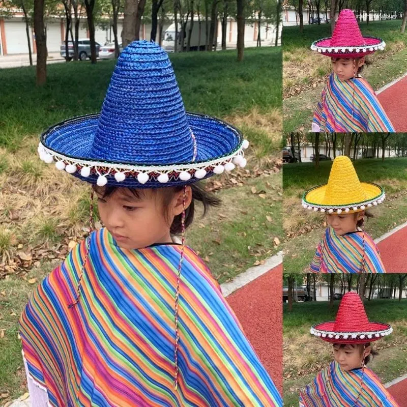 ワイドブリム帽子bamboowoven Sombrero Hat Brimmed Children Halloween Party Headwear