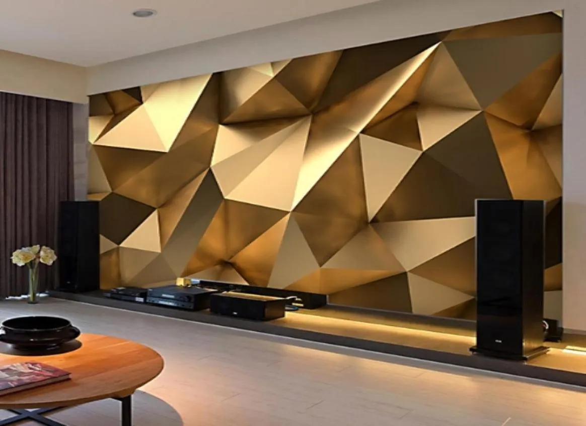 Nowoczesne kreatywne tapety muralowe 3D stereo złota geometria sztuka tkanina ścienna salon sofa telewizja sofa tła ściana pokrywa dekoracje domu 4785939