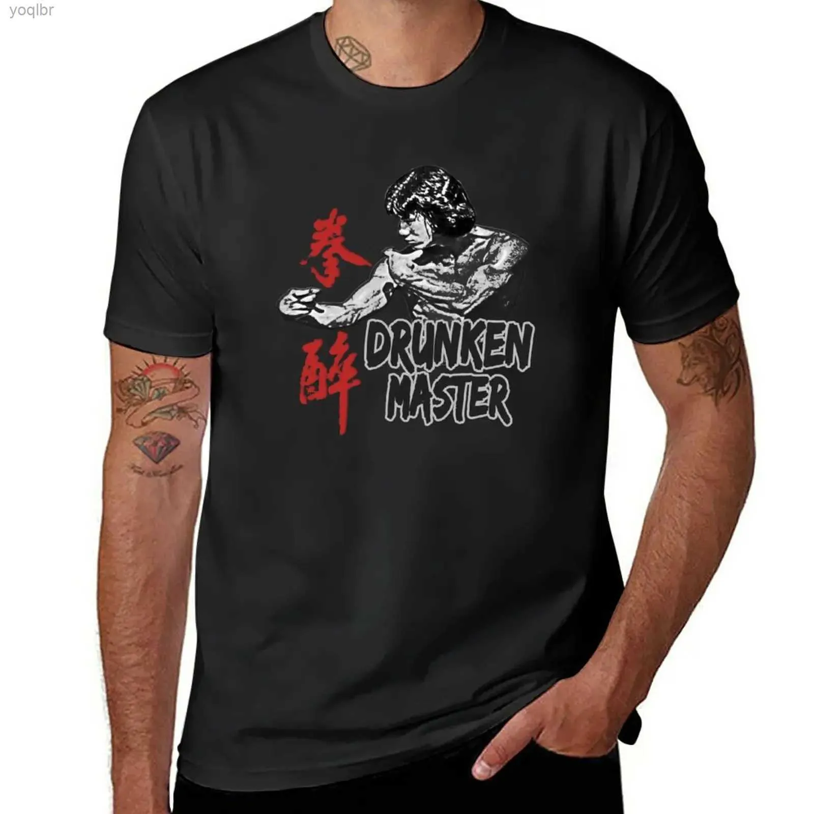 Erkek Tişörtleri Yeni Jackie Chan Sarhoş Usta Kung Fu Dövüş Sanatları Savaş Flat Desen T-Shirt Özelleştirilmiş Erkek Pamuk T-Shirtl2405