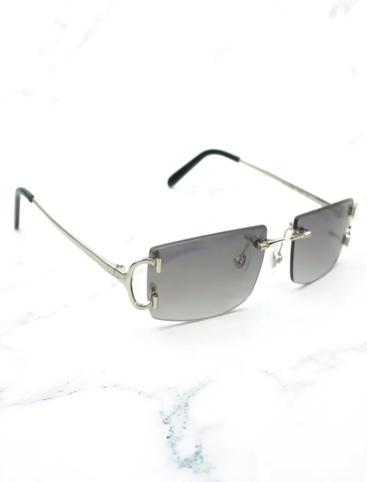 holesmall size square rimless sunglasses men c decoration Wire Frame Unisexury Luxury Ieewear for Summer Outdoor TRA2809405