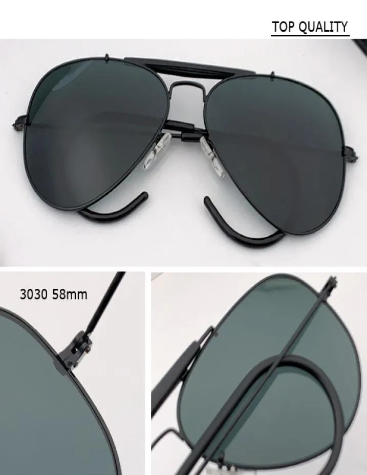 Klassische Glaslinse UV400 Pilot Gafas 58mm Metallrahmen Luftfahrt Sonnenbrille Designer Frauen Männer Feminin Markenname Oculos Vintage GLA2000596