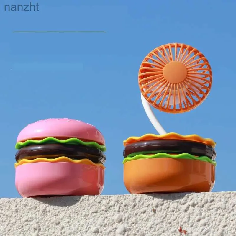 Fani elektryczne Śliczne przenośne burger na świeżym powietrzu mini wentylator multi funkcjonalny elektryczny student ręczny mini ładowanie chłodzącego fanwx