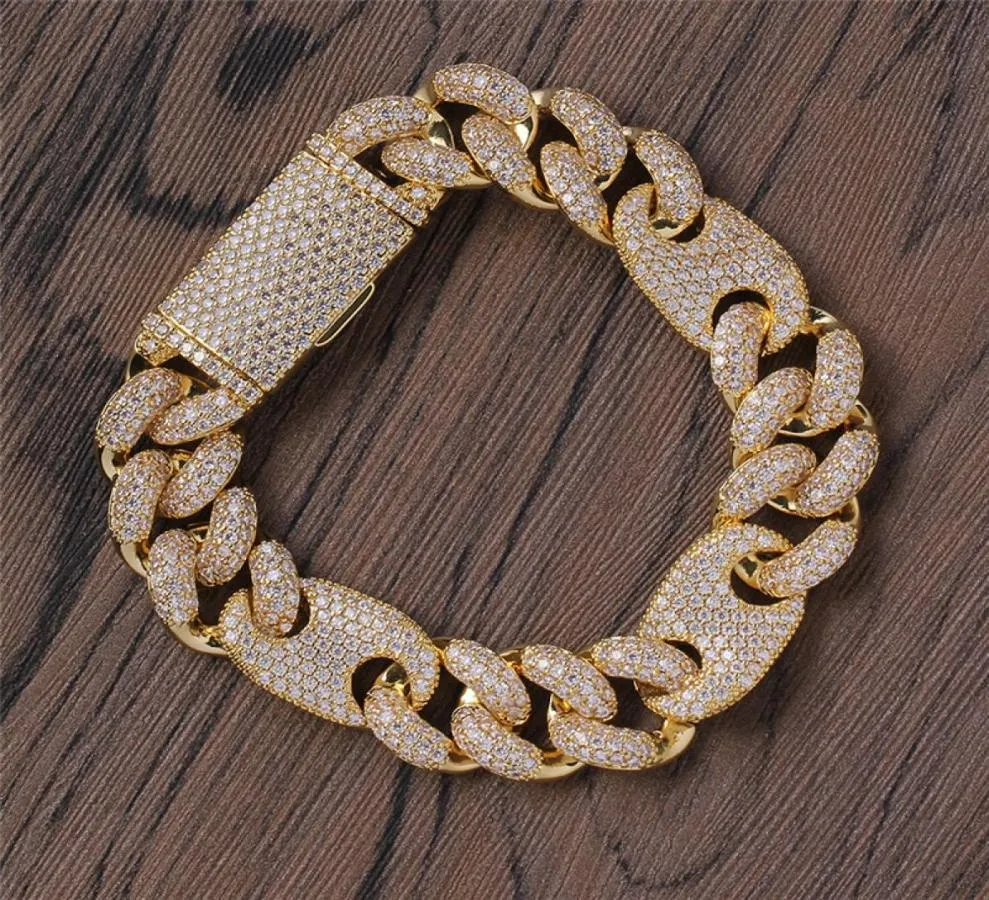 16 mm 78 cali Nowy projekt mody Gold PlATED Micro ustawienie CZ Cuban Bracelets łańcuchy dla mężczyzn moda biżuteria biżuterii Prezent 86888847