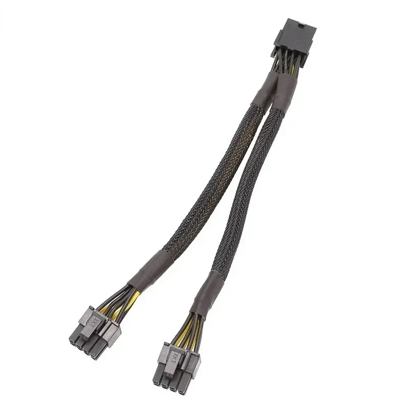 new 25cm Braided Y-Splitter GPU Adapter Cable PCIe 8 Pin Female To Dual 2X8 Pin6+2 Male PCI Express Power Adapter Extension Cablefor GPU Adapter Extension