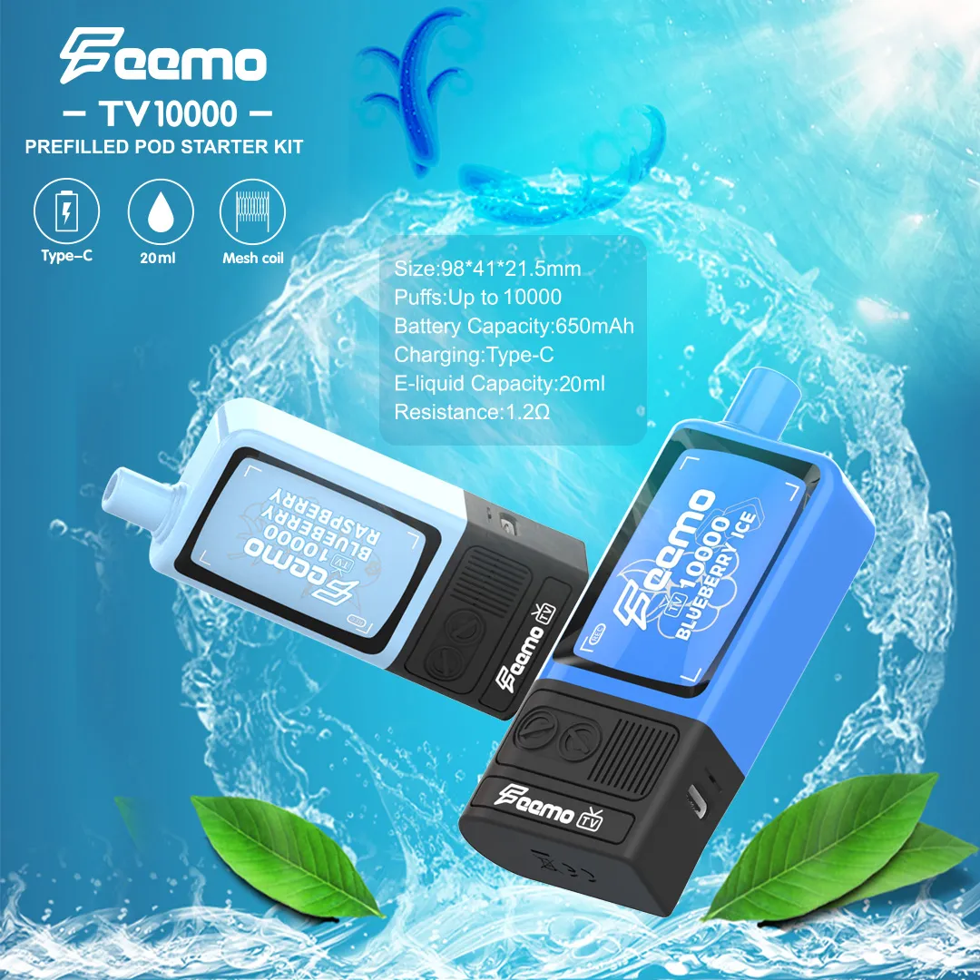 Originale Feemo 10000 sbuffi a vapo usa e getta elettronica sigaretta ricaricabile ricaricabile e cig 650 mAh batteria a scherma