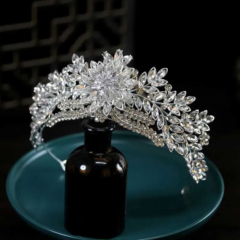 Tiaras lyx drottning prinsessan kristall krona brud elegant strass tiaras krona diadem flickor bröllop parti eleganta pannband