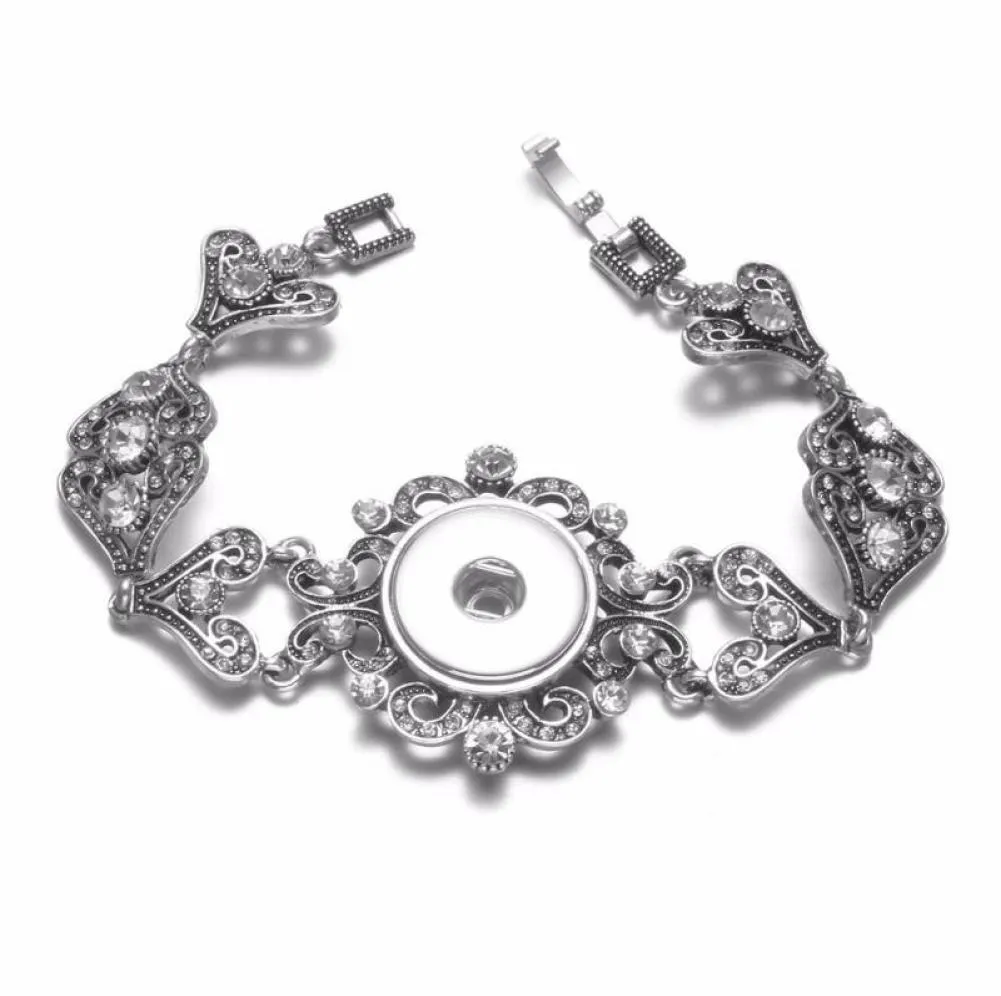 2020 New Love Hearts Charms Rhinestone Bracelet Snap Snap Bracelet 1820mm Fit 18mm Snap Button para jóias de Snaps DIY SZ04722042775