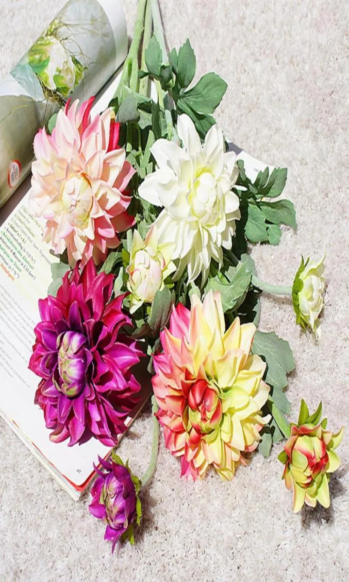 Ny Dahlia Flower Short Branch Silk Artificial Flowers for Wedding Table Decoration Mariage Flores Artificiales Fleur1418672