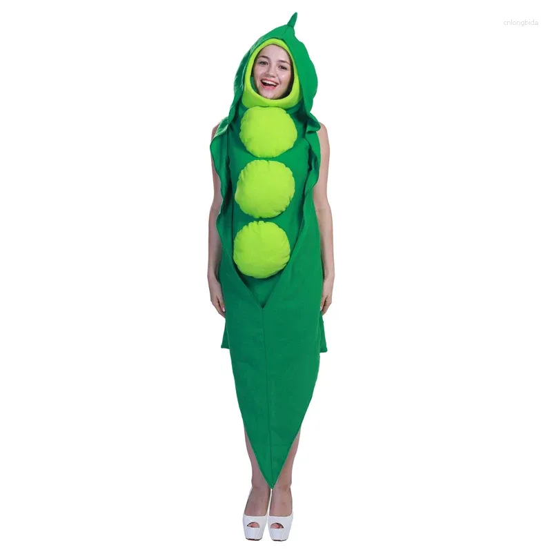 Themakostuum hzy green pod grappige feest Halloween -kostuums voor volwassenen vrouwen cosplay jumpsuit met capuchon schattige kerstkleding