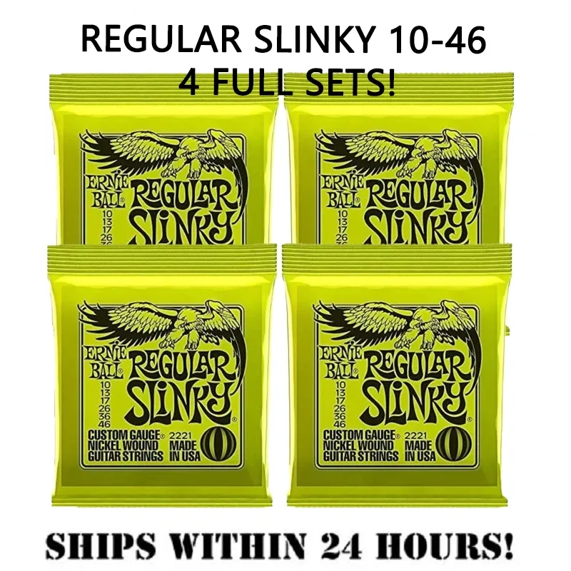 Accesorios 4 sets !!Ernie Ball 2221 Regular Slinky 1046 Cadenas de guitarra u otras cuerdas para instrumentos musicales eléctricos/acústicos/clásicos