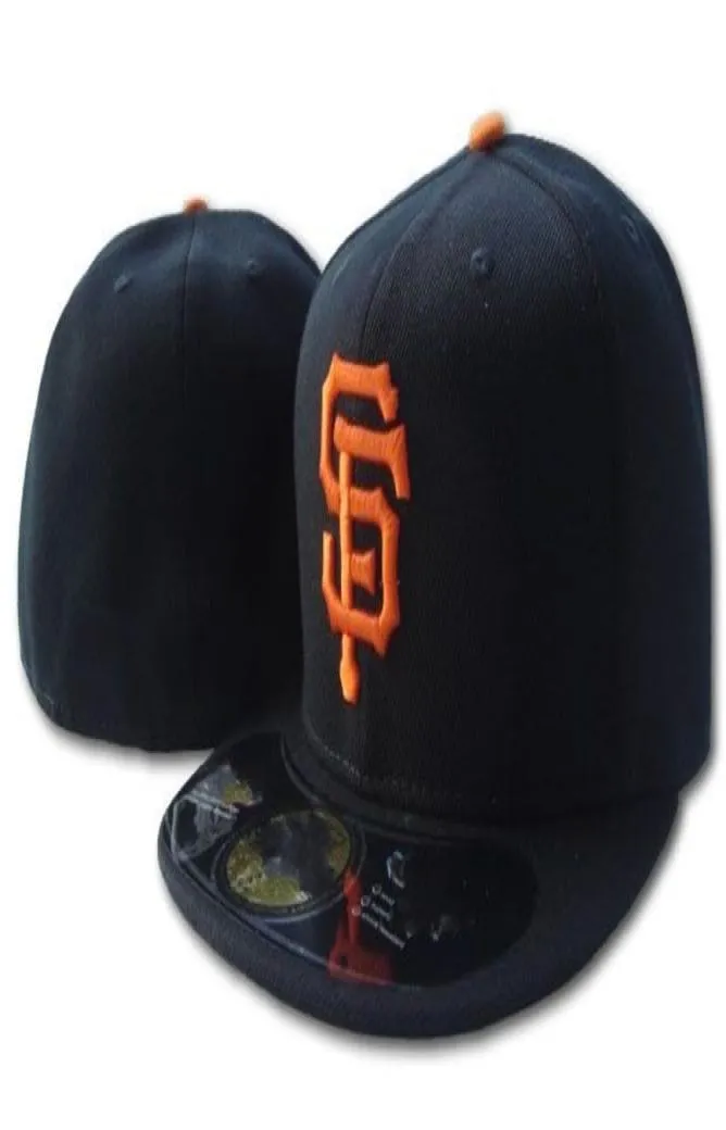 Chapeau entièrement bon marché dans Basball Caps Marques Giants Hats Fitted Cap de baseball Flatbrim Team Taille Baseball Cap Giants Clas9193245