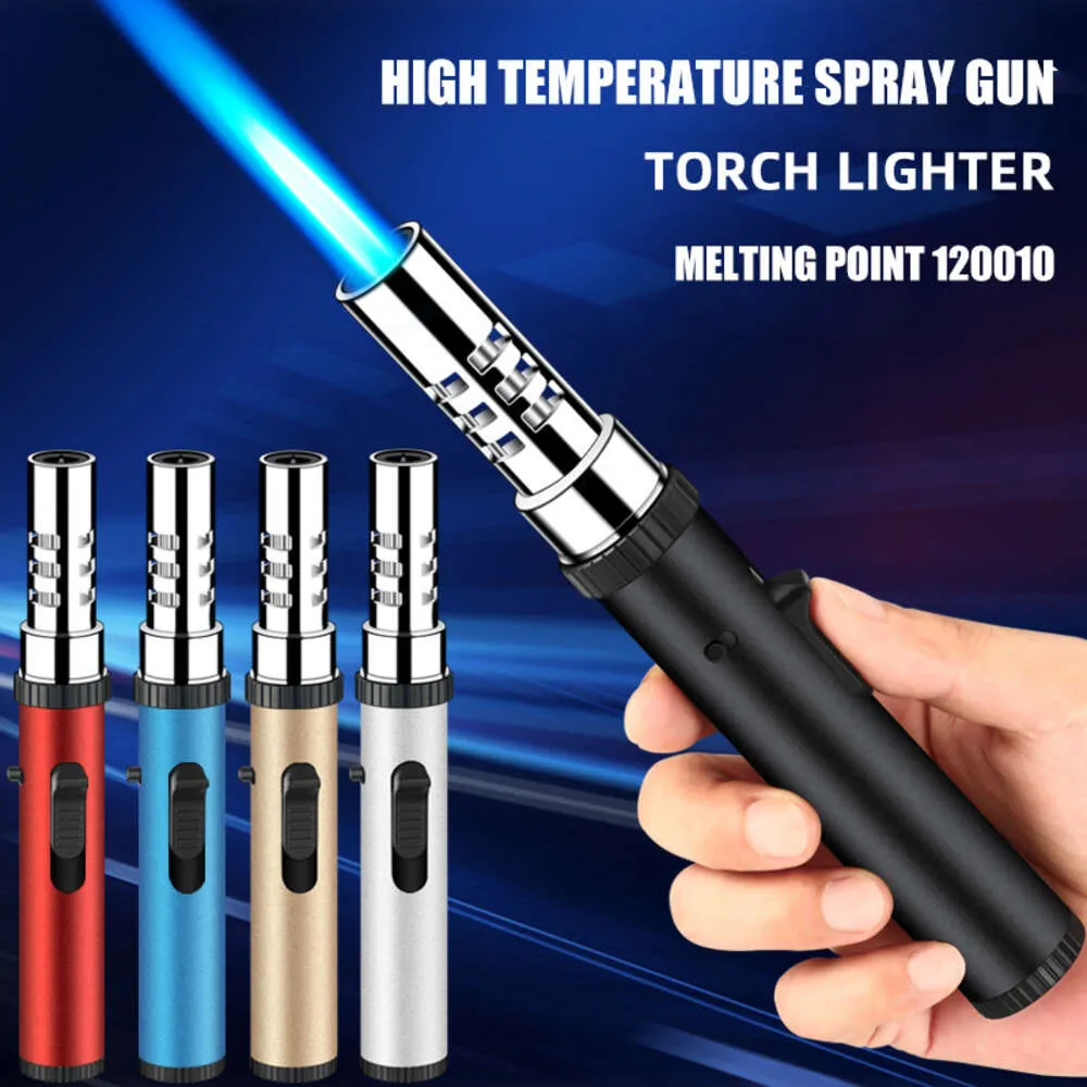 Cigares Butane Torch Lighters et Flame Couleurs de printemps rechargeables Pen Light Light Adjustable Big Flame Butane Torch Light