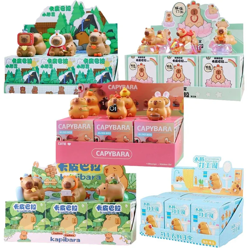 Série Capibala Trendy Play Blind Box Little Bean King émotionnel Capibala Poupées de dessins à la main et cadeaux de jouets pour enfants 240428