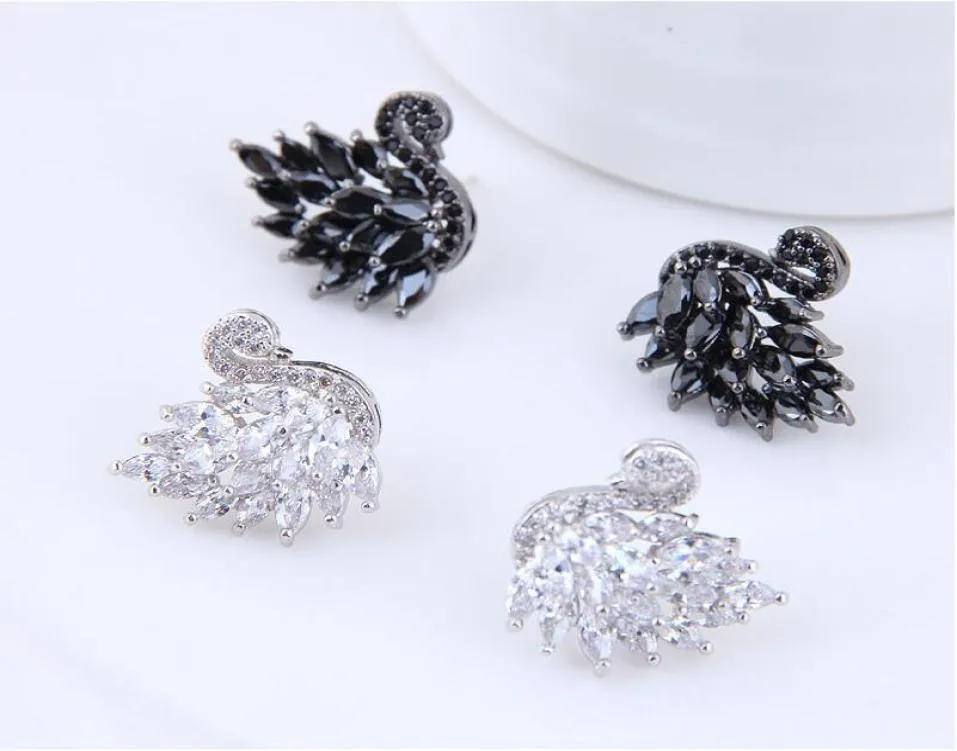 S1342 Hot Fashion Jewelry S925 Silver Post Zircon N Earrings White Black N Studörhängen4847087