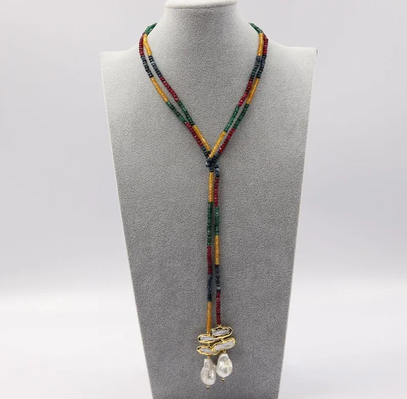 Guaiguai sieraden natuurlijke gekweekte witte biwa parelmix kleur jade ketting lange ketting barokparel hanger voor vrouwen6292023