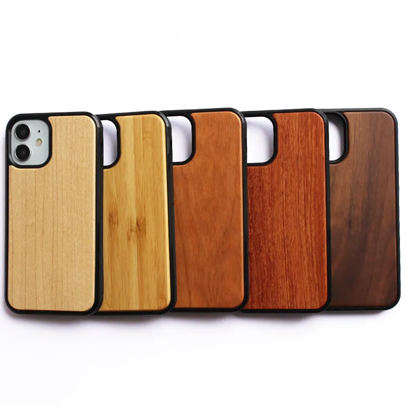 Houten telefooncase shell voor iPhone 15 14 13 12 11 Pro Max XR XS X 7 8 Plus witte esdoorn Cherry Bamboo Rosewood Walnut Wood