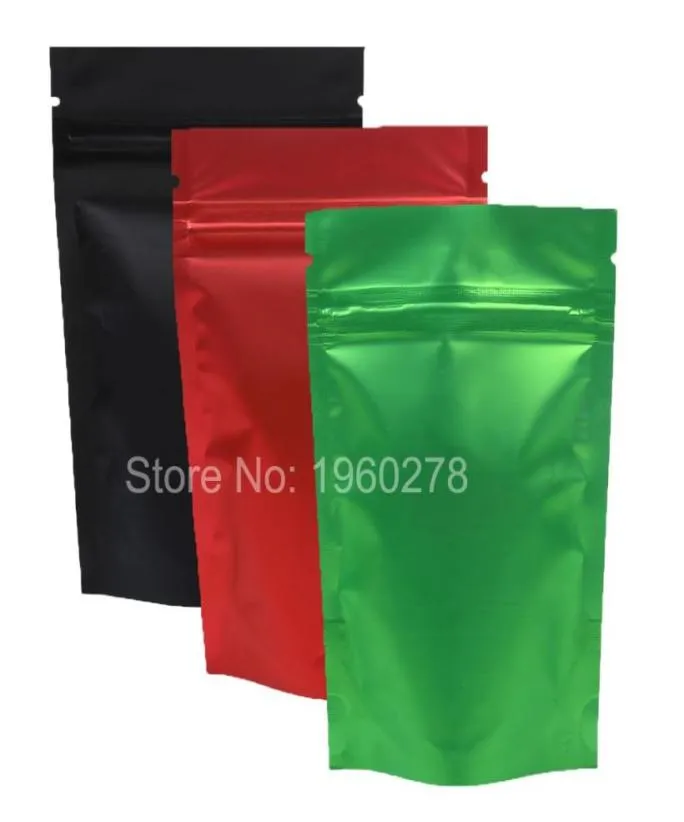 100 stcs 85x13cm 33x51quot Recyclebare groene rood zwart doorzichtige ritssluiting opbergzakken Metallic Mylar Zip Lock Stand Up Bag7705313