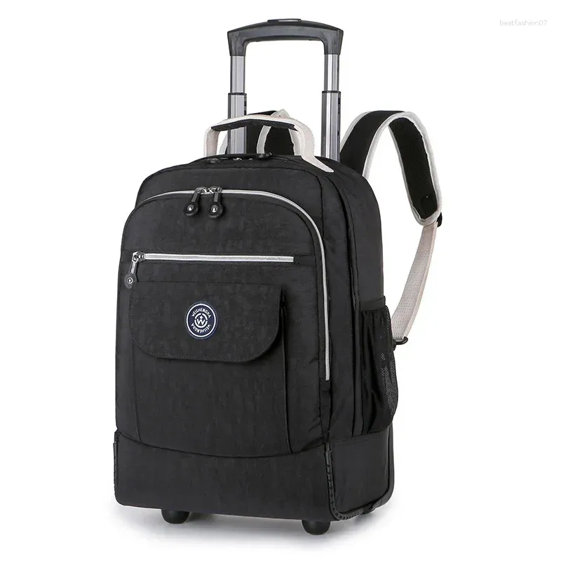 Large Capacity Rolling backpack suitcase with wheels with Wheels for Business Travel and School Unisex Fashion Trolley Luggage with Laptop Compartment