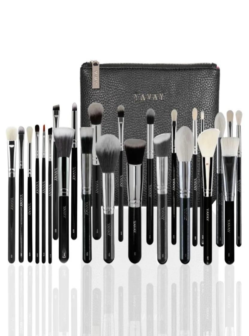 Yavay 25pcs Pennelli Makeup BrushesセットプロフェッショナルブレンディングプレミアムアーティストYavay Leather Bag Make Up Cosmetic Brush Tools Kit7287791