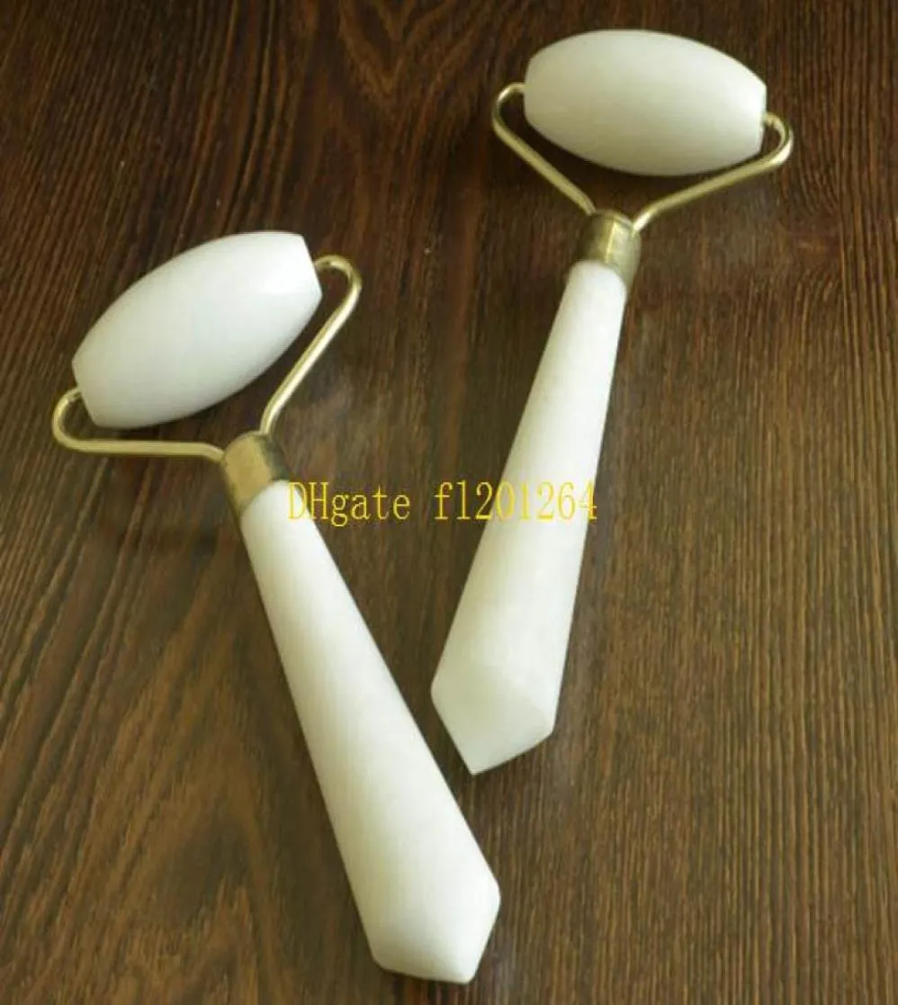 Ganzes Gesichtsrelaxation Schlampe Werkzeug Weiß Natural Jade Roller Massagegeräte für Gesicht Jade Massage Stone6382798