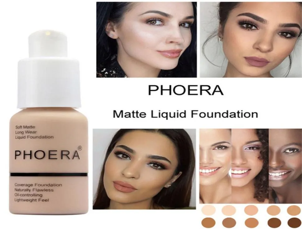 Phoera Soft Mat Light Cream Langdurige vloeibare gezicht Foundation Make -up dekking Foundation Natuurlijke Oil Control MaquiaGem Dh1282826