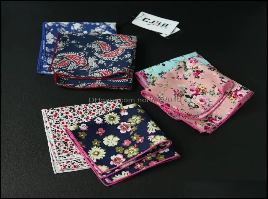 presidential pocket square Handkerchief 10Pcs Lot 27Colors Selectable Korean Fashion Designer Mens Print Flower Cotto7046438