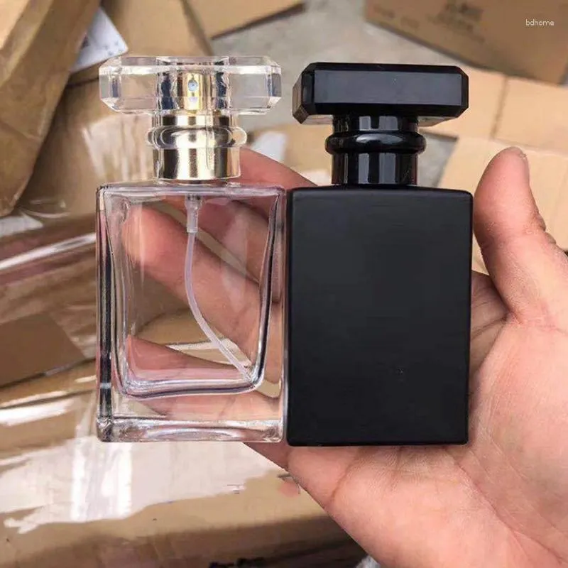 Butelki do przechowywania puste perfumy do napełniania butelki szklanki 30 ml przezroczysty czarny parfume natomizer dozujący przenośny pojemnik na cieczy drobny mgły