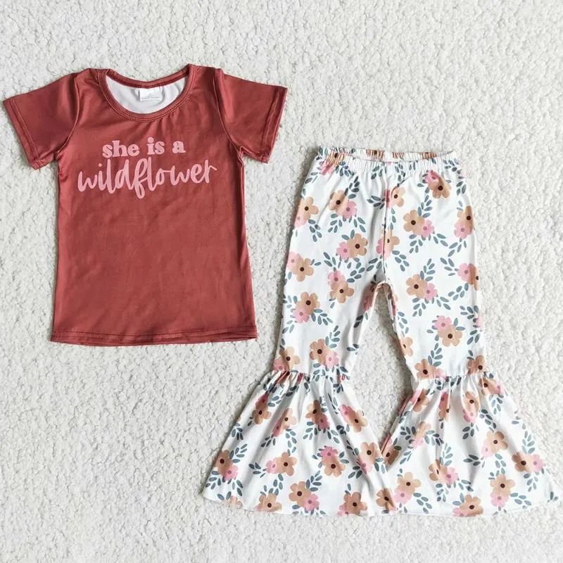 Set di abbigliamento per bambini all'ingrosso abiti da design primavera estate per bambini pantaloni set da ragazza stampata