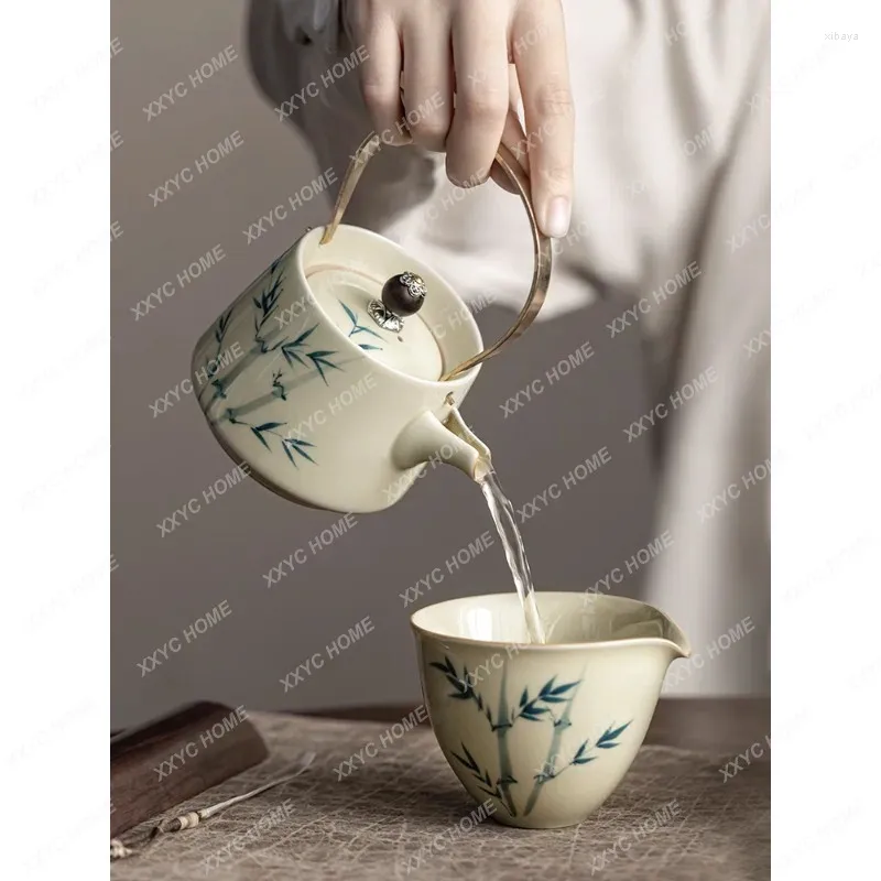 Dekoracyjne figurki Ręcznie malowany bambusowy garnek do herbaty robienie domu w domowej szklance uroczy ceramiczny zestaw chiński pojedynczy czajniczka