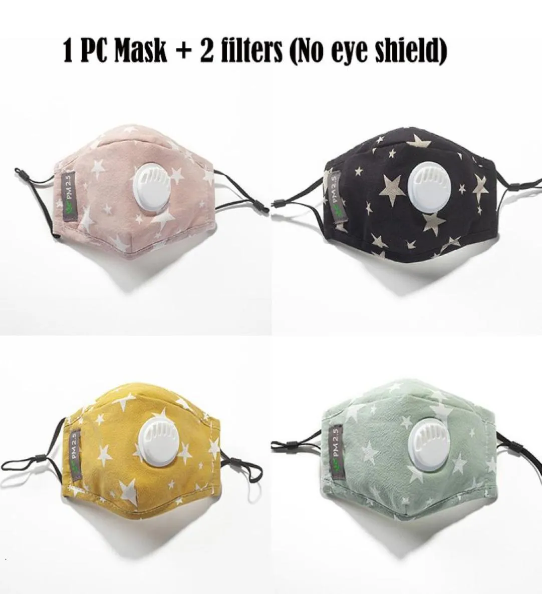 Maschere per feste di cotone per bambini con 2 filtri e occhi rimovibili Shield antidust PM25 lavabile per bambini maschera Copertina stampata