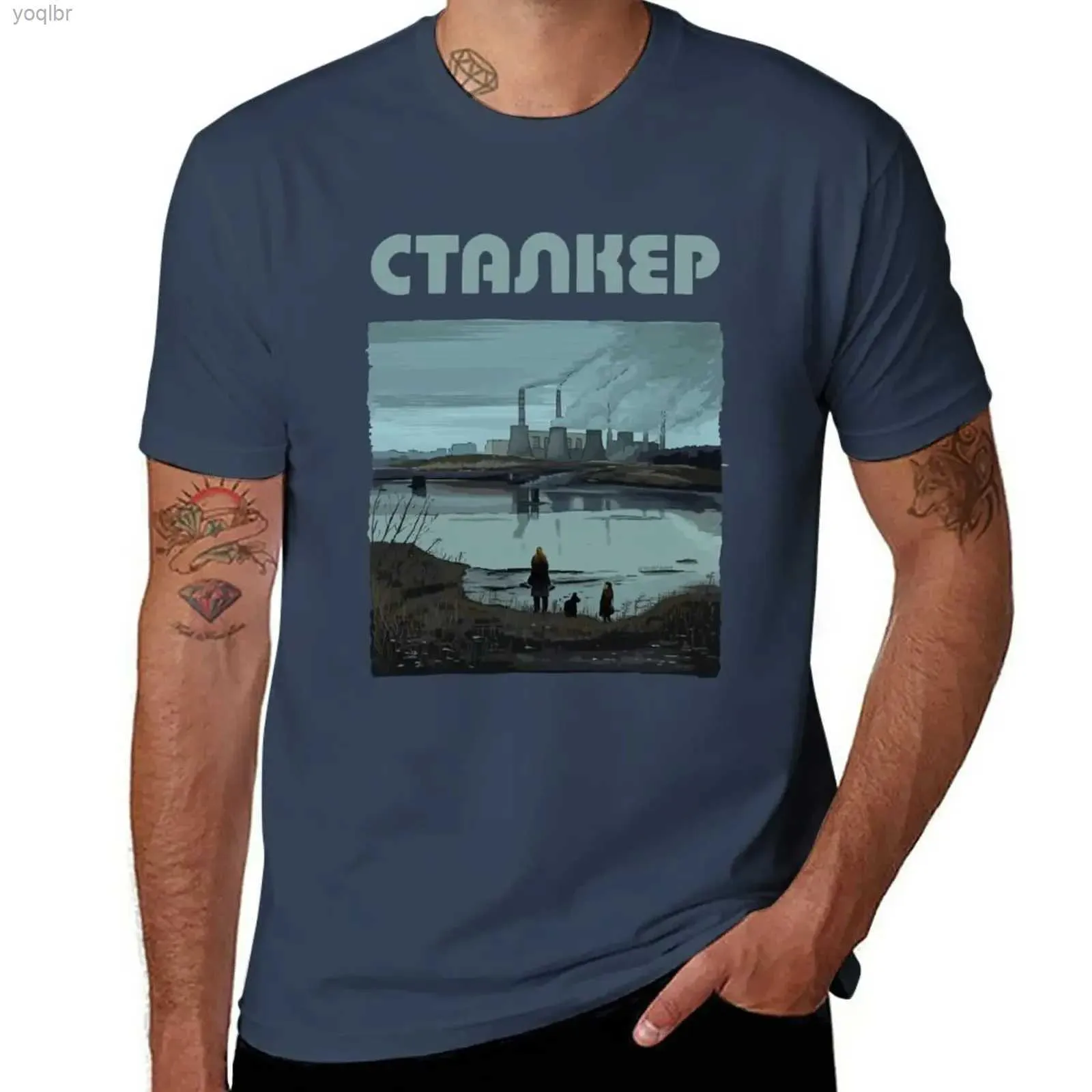 T-shirt maschile La scena della fabbrica di tracker è stata creata da Andrei Tarkovsky e intitolata Magni da maglietta Burro Plus Top Top Solid Color Mensl2405