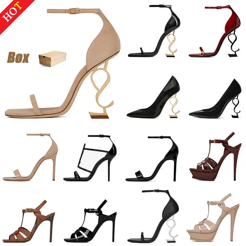 Высокие каблуки Женские одежды для обуви дизайнерская патентная кожа роскошная золотая тона