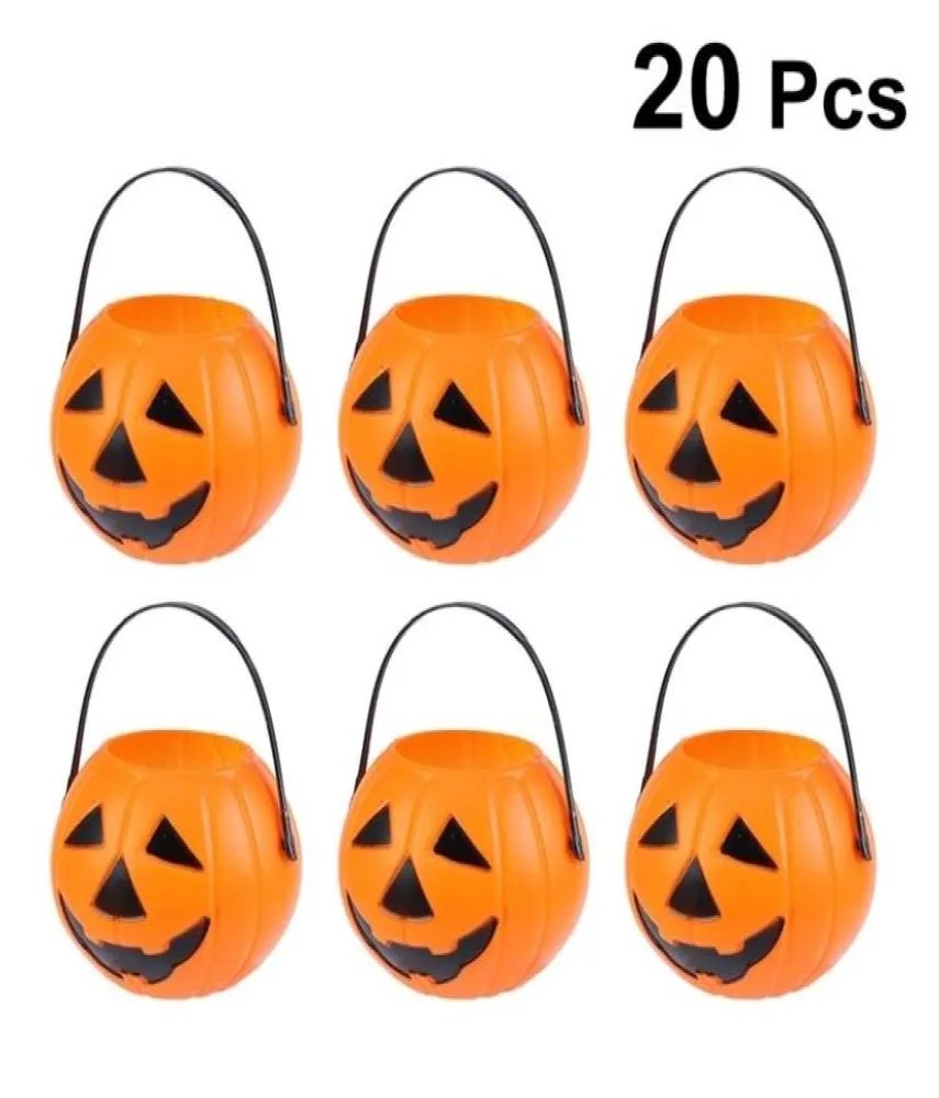 20 PCS Plastic Pumpkin Bucket Stijlvolle prestaties Props Sweet Holder voor Home Halloween Party Decorations Organizer Box Y2010069995075