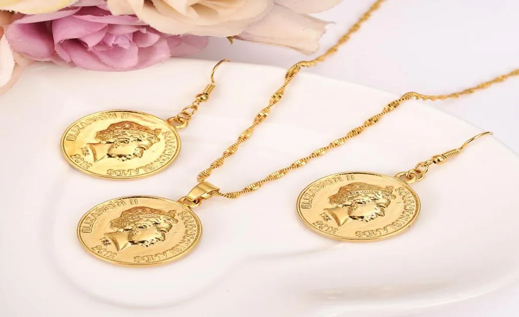 LOUNIR 2012 Ilhas Britânicas Solomão Dez centavos Coin Sea Spirit Ngoreru Gold Gold Brassarabafrica Conjunto de jóias Women54433332