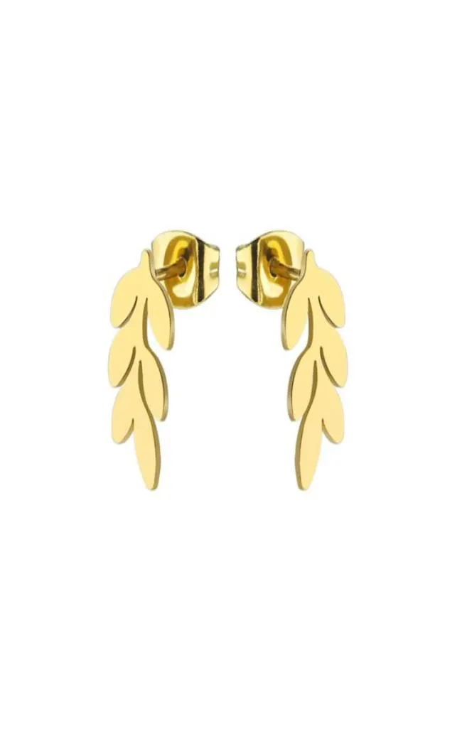 10Pairlot Sweet Tiny Leaf Earring rostfritt stål örhängen Enkla olivgrenörens smycken för kvinnor Girls8062110