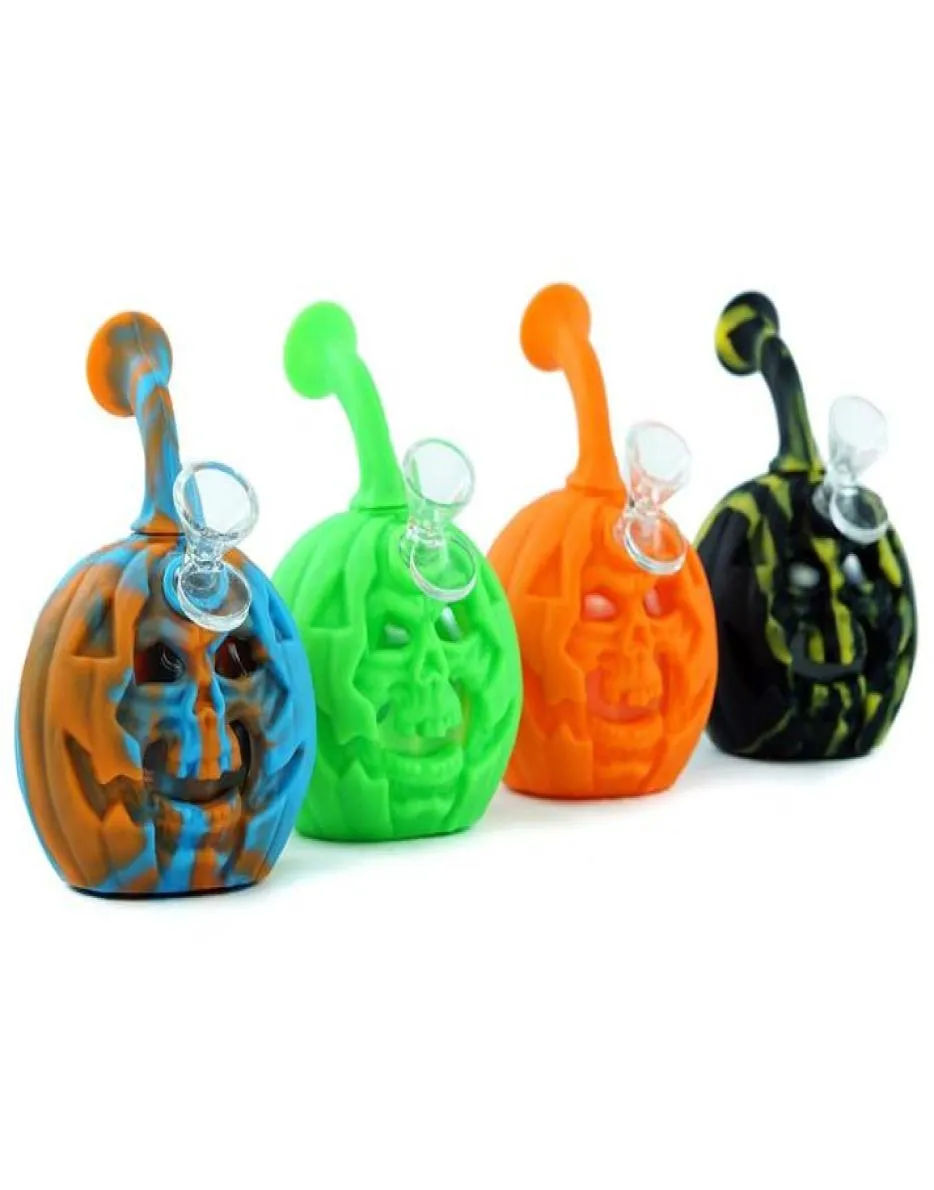 39039039 Silicone Coscushing Food Grade Pumpkin Tobacco Pipe Halloween Thème entier Smoking Smoking Spoon Incassable1901291